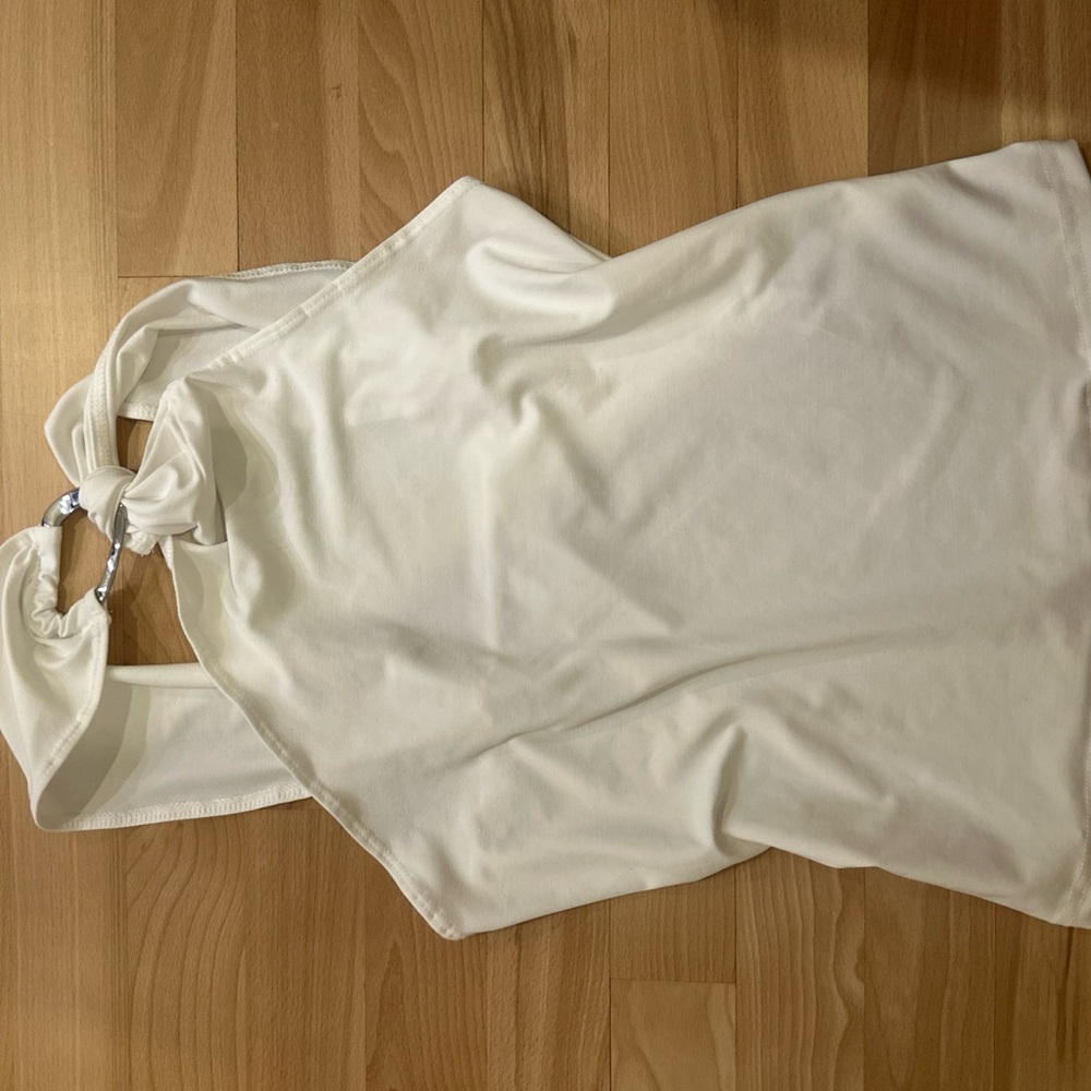 White asymétrique Halter top